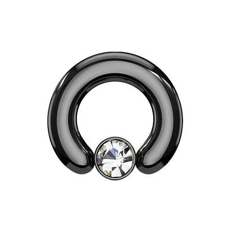 Anello di chiusura disco nero cristallo argento
