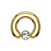 Closure Ring vergoldet Scheibe Kristall silber