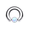 Closure anneau argent disque opale blanc