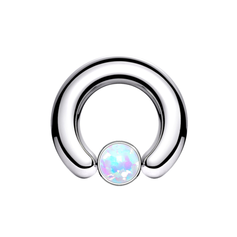 Closure ring silver disk opal white