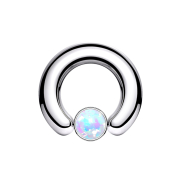 Closure Ring silber Scheibe Opal weiss