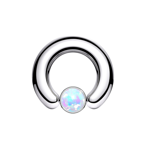 Closure ring silver disk opal white