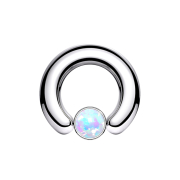Closure Ring silber Scheibe Opal weiss