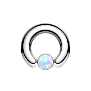 Closure Ring silber Scheibe Opal weiss