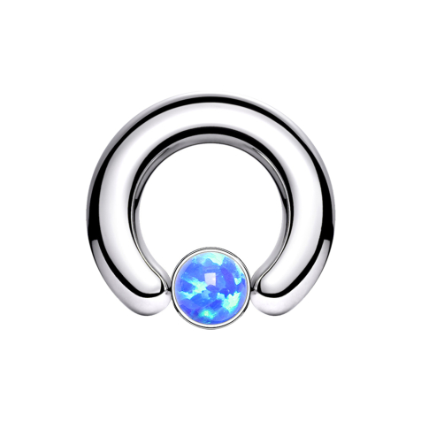 Closure ring silver disk opal blue