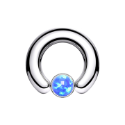Closure Ring silber Scheibe Opal blau