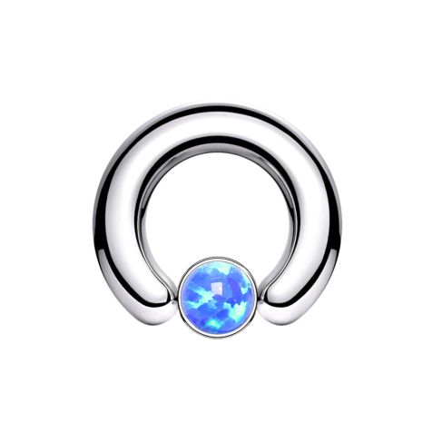 Closure ring silver disk opal blue