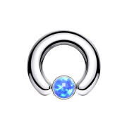 Closure Ring silber Scheibe Opal blau