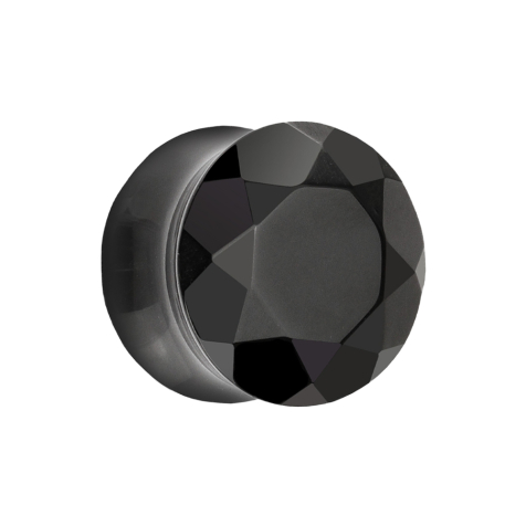 Faceted flared plug made from agate stone