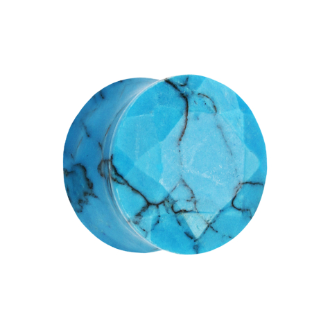 Faceted flared plug made from turquoise stone