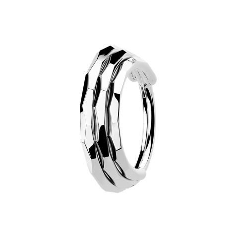 Anello micro segmentato pieghevole argento tre linee sfaccettate