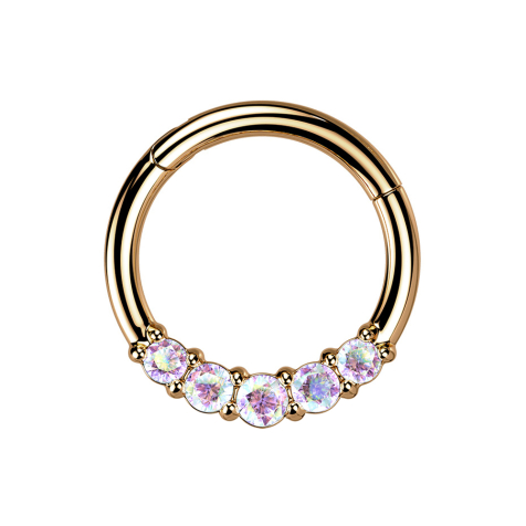Micro Segmentring klappbar rosegold fünf Kristallen multicolor