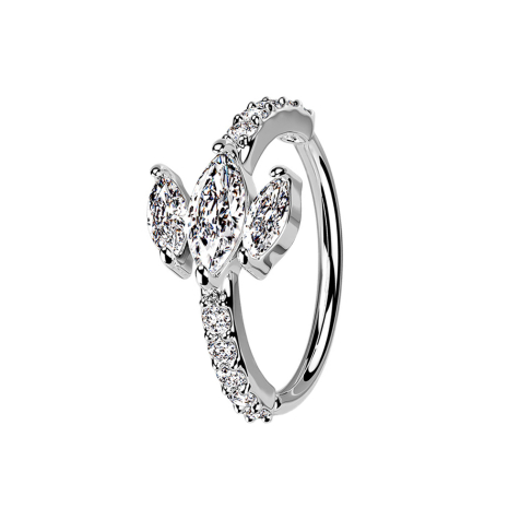 Micro Piercing Ring silber Kristalle und drei Ovale