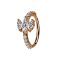 Micro piercing anneau or rose cristaux et trois ovales