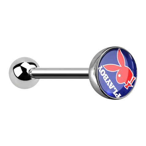 Barbell silver with ball and ball Playboy Bunny blue