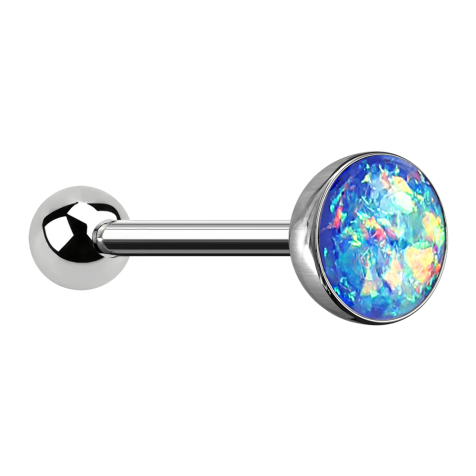 Barbell silver with ball and ball opal blue
