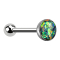 Barbell argent avec boule et boule opale vert foncé