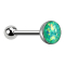 Barbell argent avec boule et boule opale verte