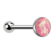 Barbell silber mit Kugel und Kugel Opal pink
