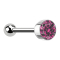 Barbell argent avec boule et cylindre de boule cristal rose