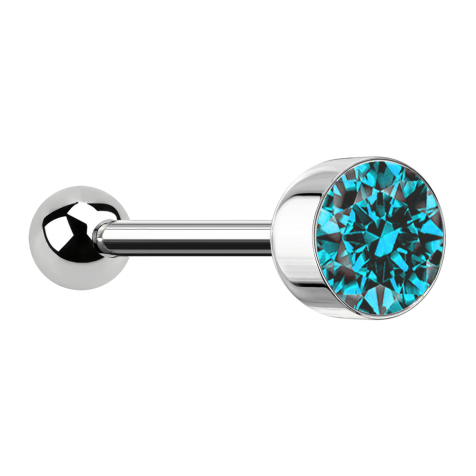 Barbell silver con sfera e cilindro di cristallo aqua