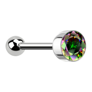 Barbell silver with ball and ball cylinder crystal dark...