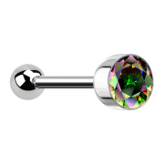 Barbell argent avec boule et cylindre de boule cristal...