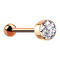 Barbell rose gold with ball and ball cylinder crystal silver