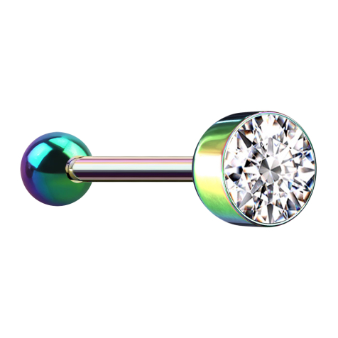 Barbell colorato con sfera e cilindro di cristallo argento