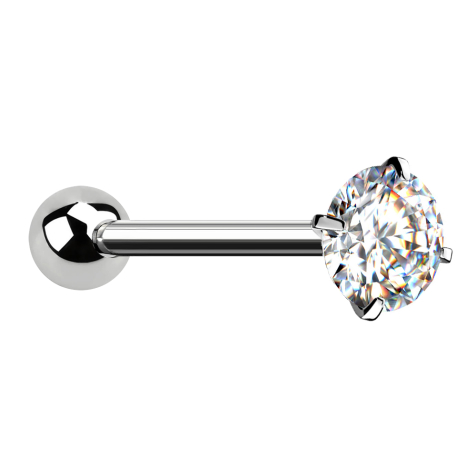 Barbell argent avec boule et cristal sertis dargent