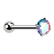 Barbell silver with ball and crystal multicolor set