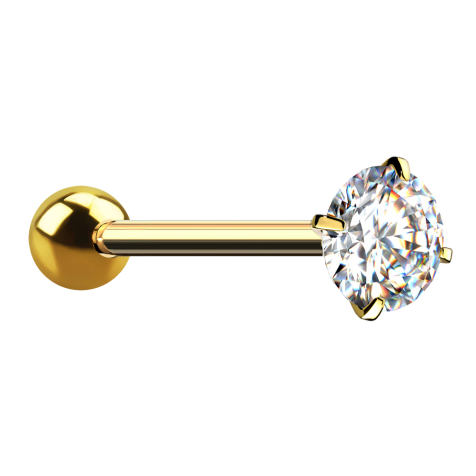 Bilanciere placcato oro con sfera e cristallo incastonato in argento