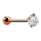 Barbell or rose avec boule et cristal serti dargent