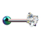 Barbell colored with ball and crystal heart set in silver