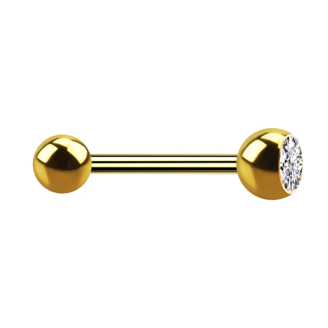 Barbell doré avec boule et cristal boule argenté
