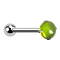 Barbell silver with ball and cabochon set in green