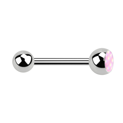 Barbell silver con palla e pietra epossidica rosa
