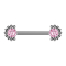 Threadless Barbell silber front Kugelhalbblume Kristall pink