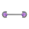 Threadless Barbell silber front Kugelhalbblume Opal violett