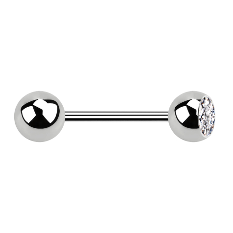 Micro Barbell filet intérieur argent avec boule et boule cristal argent