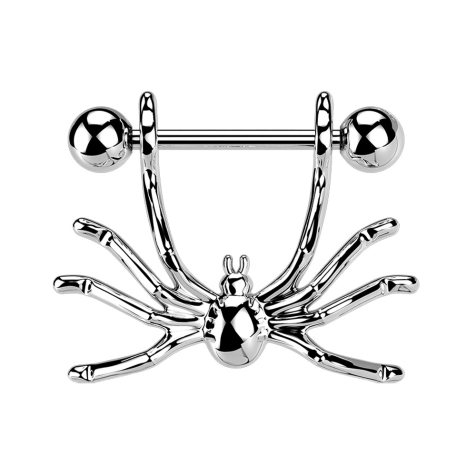 Barbell silver with two balls pendant spider