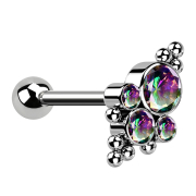 Micro Barbell internal thread silver with ball and beads...