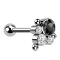Micro Barbell Threadless silver with ball and three balls four crystals silver and black