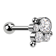 Micro Barbell Threadless argento con sfera e tre sfere...