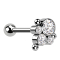 Micro Barbell Threadless argento con sfera e tre sfere quattro cristalli argento