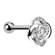 Micro barbell silver with ball and flower gorsser crystal...
