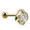 Micro barbell gold-plated with ball and flower gorss crystal center
