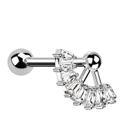 Micro Barbell argent avec boule et cristaux en...