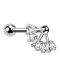 Micro barbell silver with ball and ball fan crystals