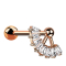 Micro barbell rose gold with ball and ball fan crystals